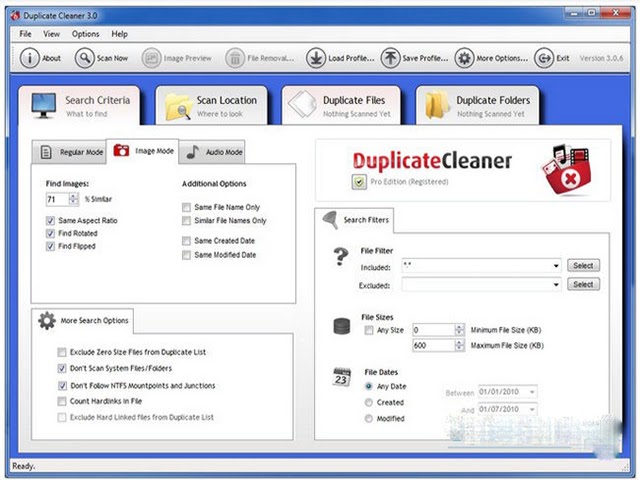 Giao diện khi tải về của phần mềm tìm file trùng Duplicate Cleaner 