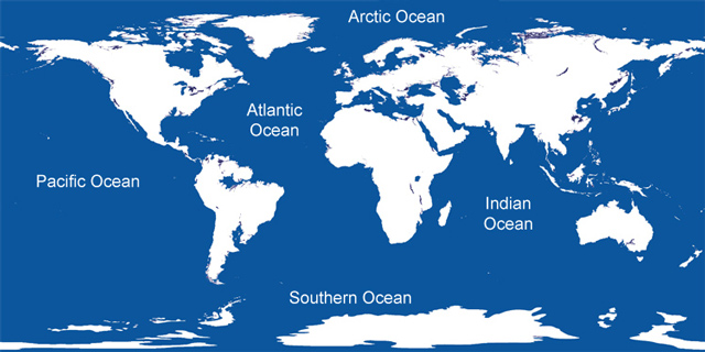 bản đồ các đại dương trên thế giới