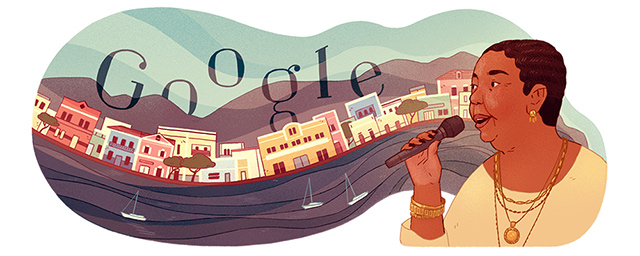 hình ảnh vinh danh Cesária Évora trên Google Doodle 