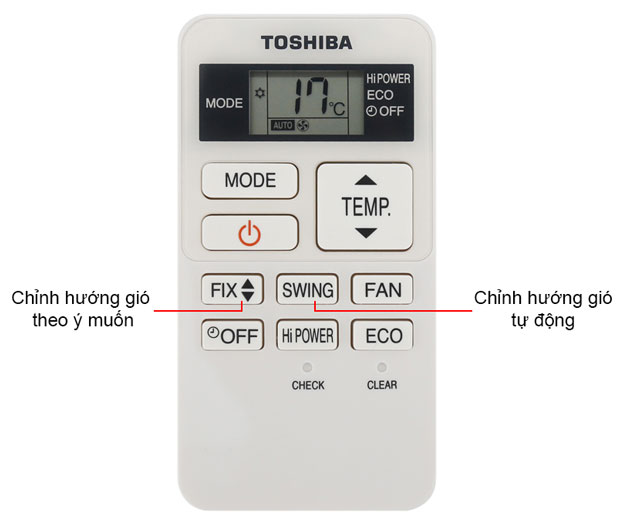 Điều chỉnh hướng gió điều hòa Toshiba