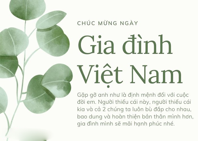 thiệp chúc mừng Ngày Gia đình Việt Nam đơn giản