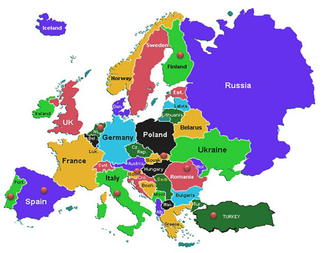 Châu Âu nằm ở phía nào của châu Á