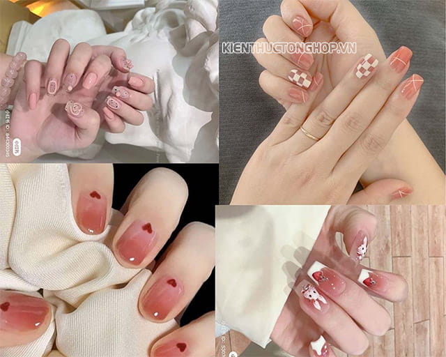 Thiết kế của 4 mẫu nail màu hồng đẹp